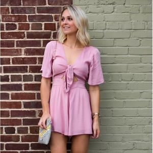 Dusty Rose Bow Tie Romper